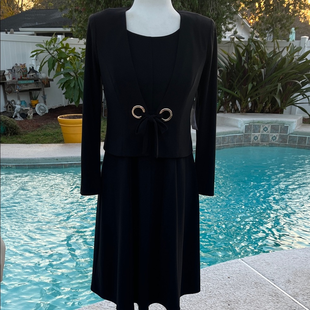 JESSICA HOWARD NWT Gorgeous 2-Piece Black Midi Dress SZ: 4P